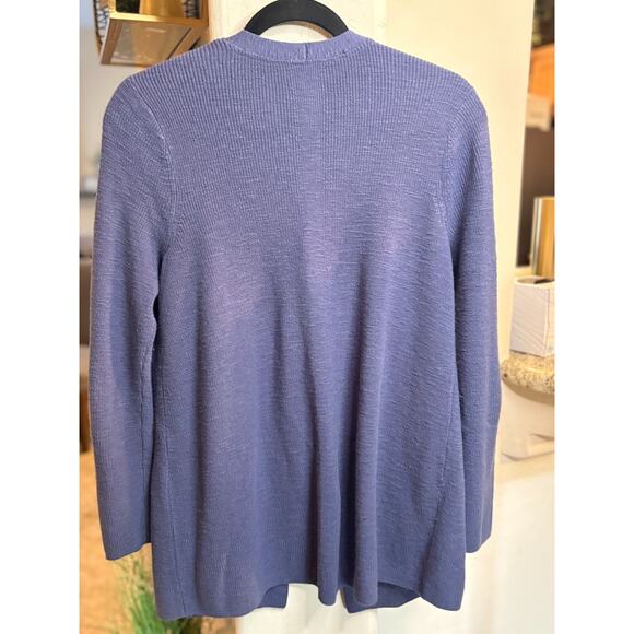 J. Jill Open Front Blue Long Sleeve Cardigan Sweater Size M 6-10 - Picture 2 of 5